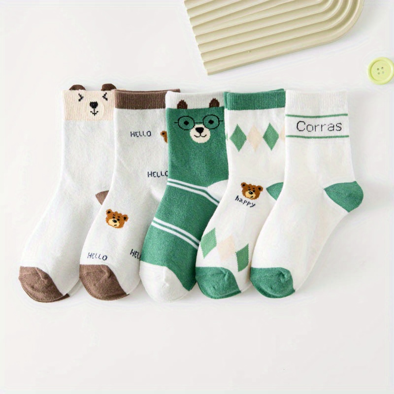 5 Pack Toddler Cartoon Bear Pa - Cotton Crew Sock Pack ulasan dan harga